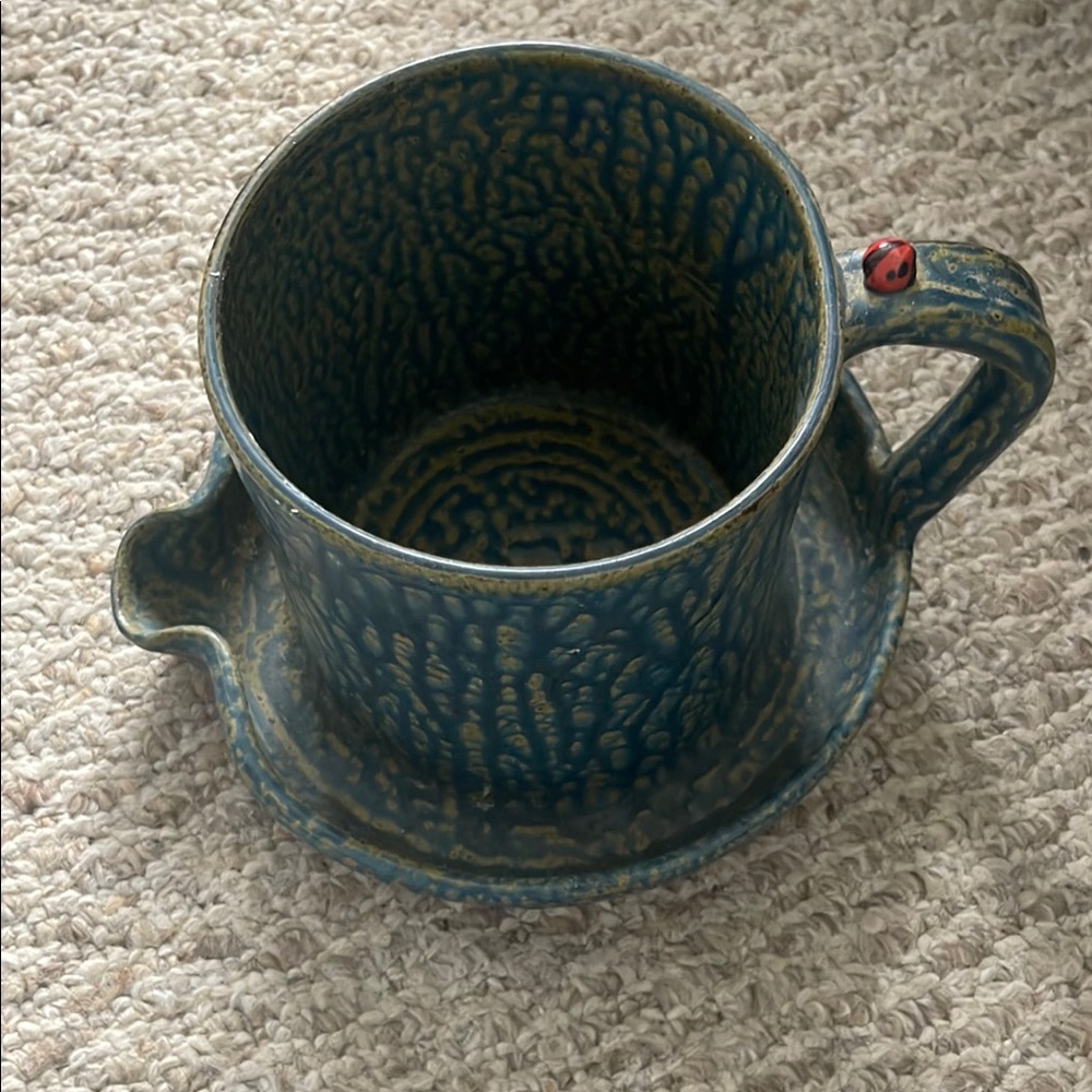 Handcrafted Blue Ceramic Lg. planter.